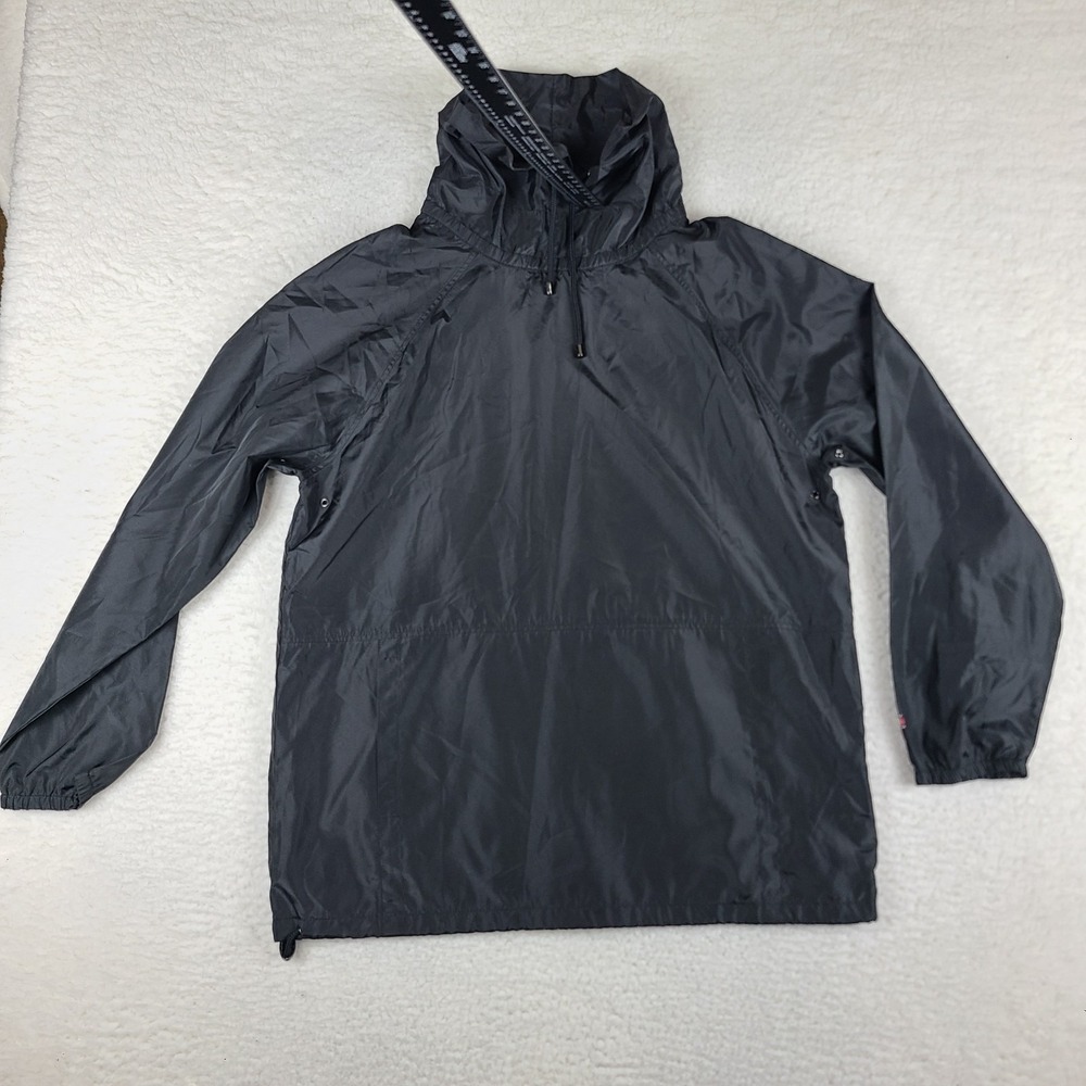 Vintage Tommy Hilfiger Pullover Sweater Mens Medium Black Solid Windbreaker Rain